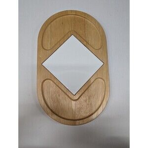 Kamenstein Thailand MCM Wood/Ceramic Cheese Cutting Board/Tray Charcuterie 21x13